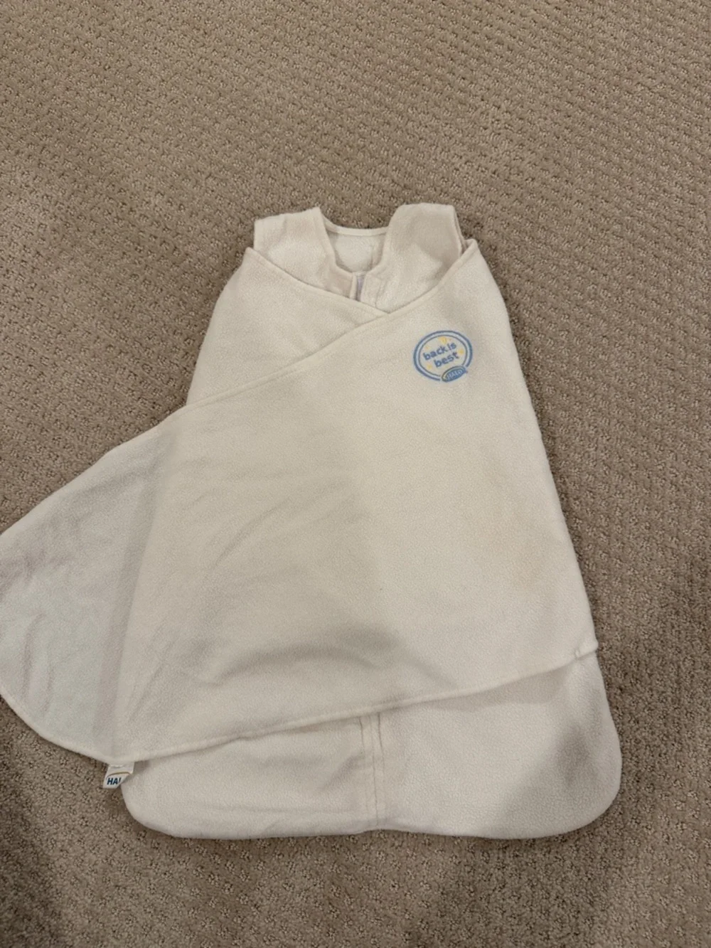 HALO Cream Wearable Sleep Sack with Light Blue Logo